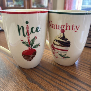 LENOX Hosting the Holidays Naughty and Nice Mugs Set of 2 Christmas New. No Box